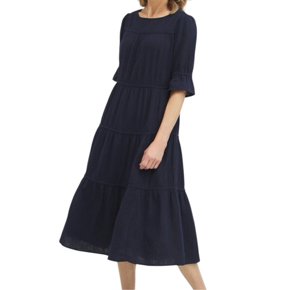 Chico's Navy Tiered Midi Dress